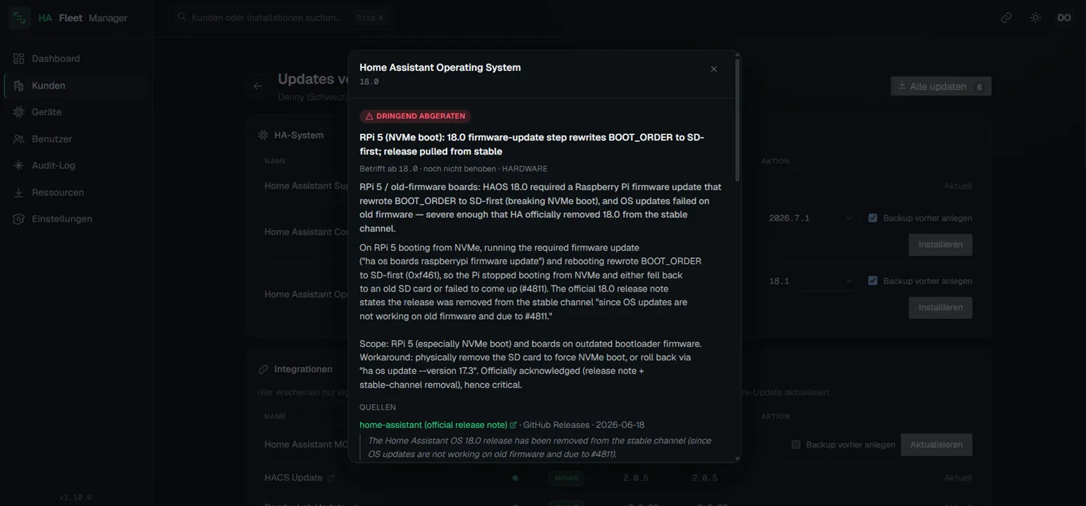 Vor riskanten Versionen gewarnt