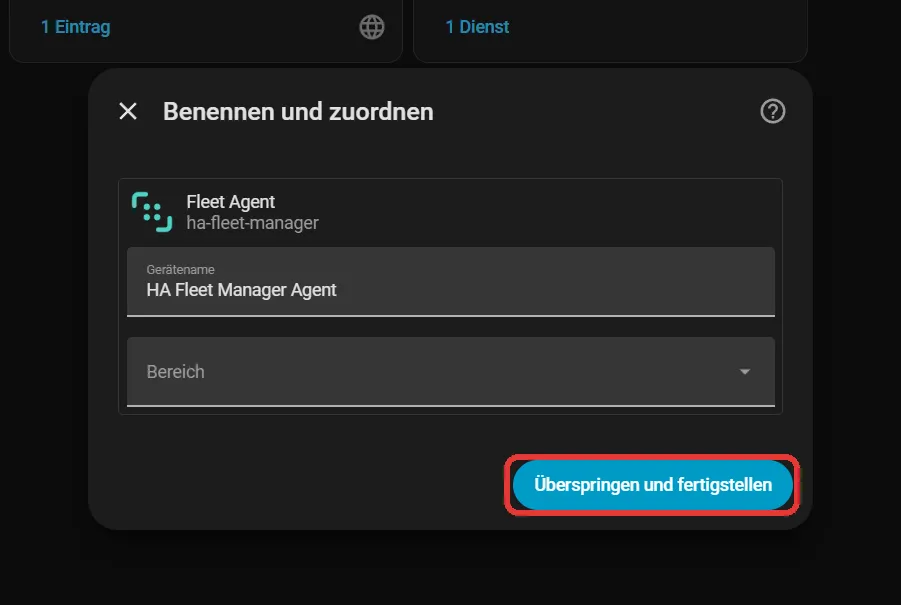 The "Name and organize" dialog with the "Skip and finish" button