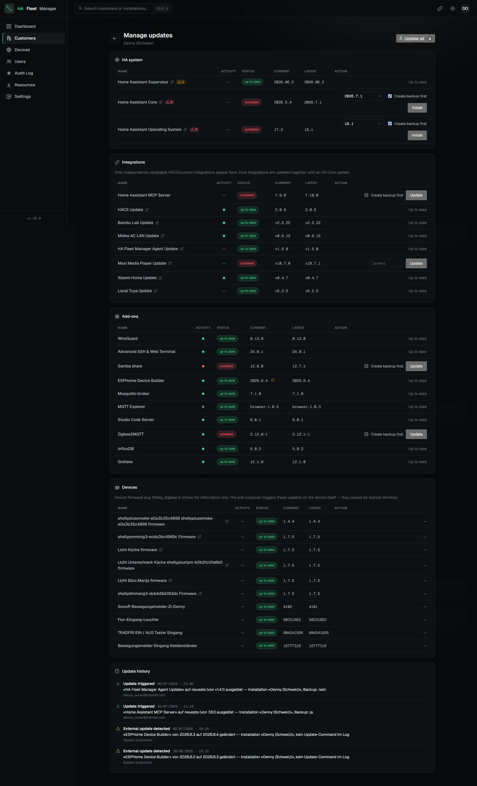 Manage updates